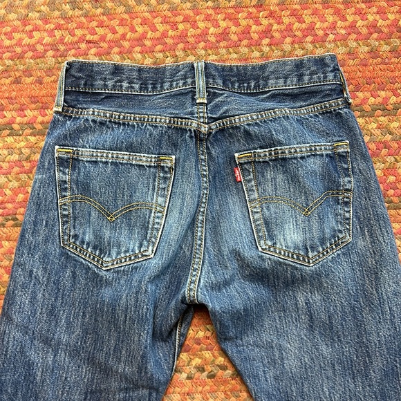 LEVIS CLASSIC DENIM 501 DARK WASH BUTTON FLY JEANS BOYFRIEND - Picture 6 of 7